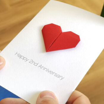 Personalised Anniversary By Year Origami Heart Card, 3 of 12