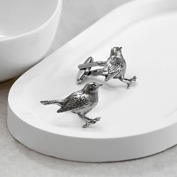 Men's Large Garden Robin Cufflinks, 2 of 3