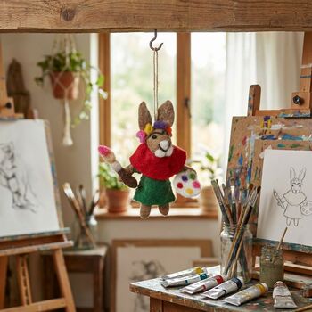 Handmade Felt Frida Kahlo Hare Hanging Decoration, 3 of 3