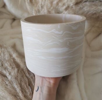 Large Handmade Plant Pot In Beige Marble, 2 of 2