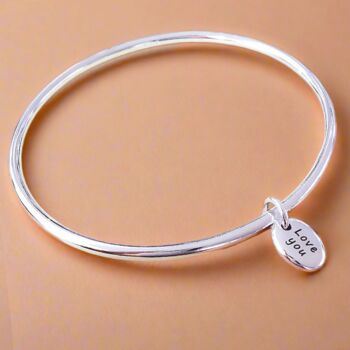 Personalised Solid Silver Pebble Bangle, 2 of 10