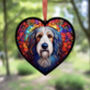 Bearded Collie Stained Glass Effect Heart Suncatcher, thumbnail 4 of 6