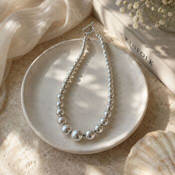 Graduated Sterling Silver Ball Bead Necklace, 3 of 5