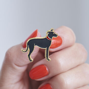 Christmas Lurcher Sighthound Dog Pin Badge, 2 of 12