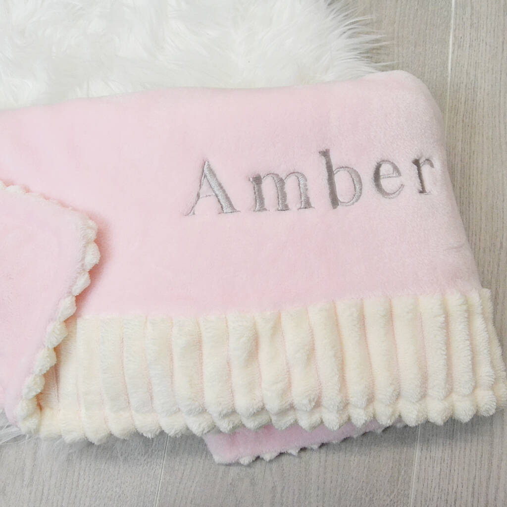 Personalised Pink Fleece Blanket With Ivory Trim By D Caro