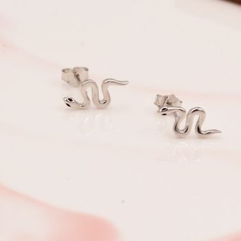 Sterling Silver Small Snake Stud Earrings, 3 of 11