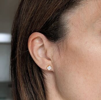 The Lucky Clover Mother Of Pearl Stud Earrings, 3 of 8