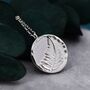 Sterling Silver Fern Leaf Round Disk Coin Pendant Necklace, thumbnail 5 of 11