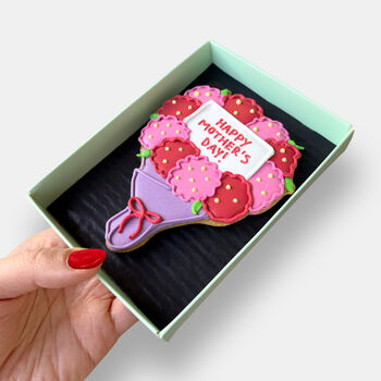 Vegan Happy Mother's Day Floral Bouquet Iced Biscuit Letterbox Gift, 3 of 11