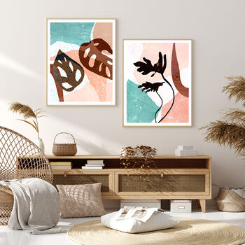 Terrazzo Abstract Tropical Leaf Prints Set Of Three, 2 of 7