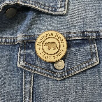 Mama Bear Wooden Badge – Personalised With Year, 3 of 3