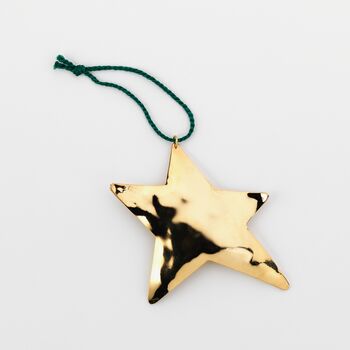 Hand Hammered Gold Plated Star Christmas Ornament, 4 of 5