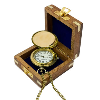 Personalised Brass Pocket Watch With Wooden Box, 2 of 12