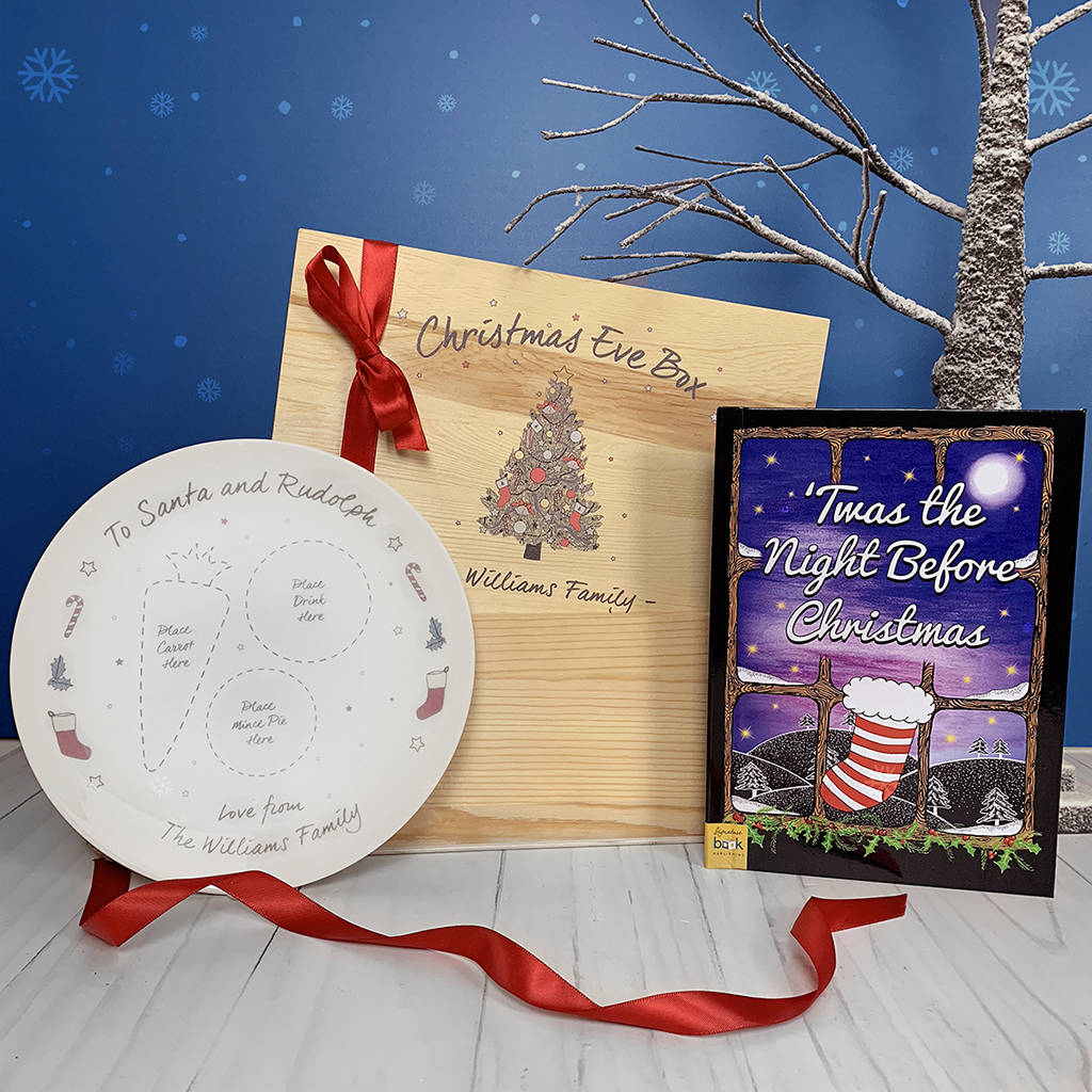 personalised christmas eve box with plate and book by babyblooms | notonthehighstreet.com