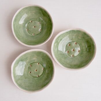 Handmade Celadon Green Pottery Soap Dish, 4 of 10