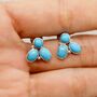 Turquoise Silver Stud Earrings Set: December Birthstone, thumbnail 4 of 4