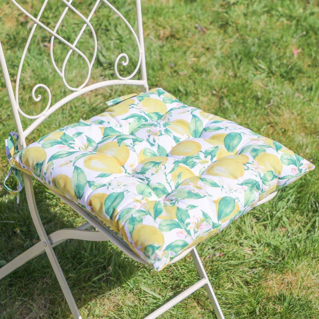 Set Of Four Botanical Lemon Garden Seat Pads By Dibor