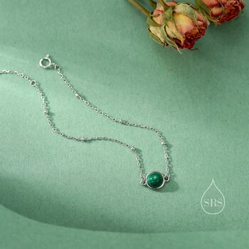 Sterling Silver Genuine Malachite Bracelet, 2 of 12