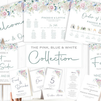 Wedding Thank You Cards Blue Pink White Florals, 5 of 6