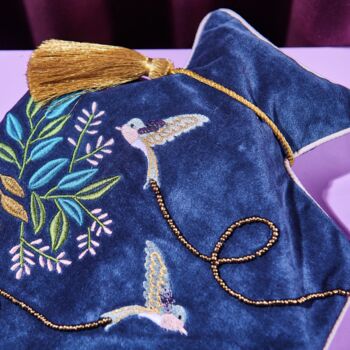 Luxury Embroidered Bird With Tassle Hot Water Bottle, 2 of 5