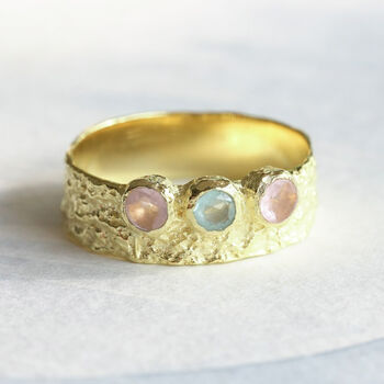 Molten 18ct Gold Plated Chalcedony Trio Ring, 2 of 5