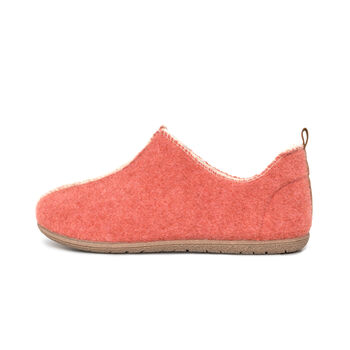 Snugtoes Slip On Womens Recycled Polyester Slippers. Faux Fur Lining, Lightweight, Comfortable, Salmon Colour, 3 of 5