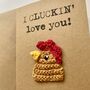 Chicken Love You Crochet Anniversary Valentines Card Handmade, thumbnail 4 of 7