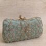 Handcrafted Mint Green Silk Clutch Bag, thumbnail 2 of 8