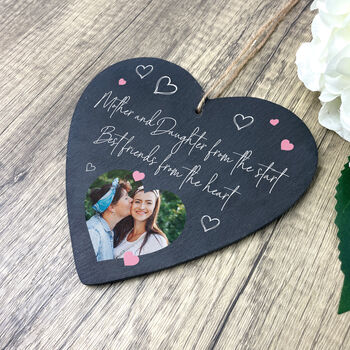 Personalised Mother And Daughter/Son Best Friends Photo Slate Heart, 4 of 7