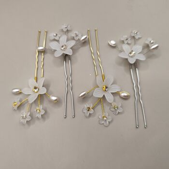 Pearl Flower Bridal Hair Pins Set Of Two, 12 of 12