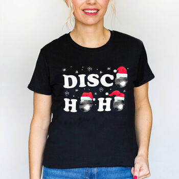 'Disco Hoho' Ladies Christmas T Shirt, 2 of 3