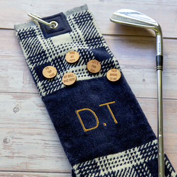 Personalised Menzies Tartan Golf Towel And Marker Set, 11 of 11