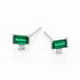 Sterling Silver Emerald Baguette Micro Stud Earrings – 4mm, thumbnail 2 of 4
