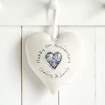 Personalised Cotton 2nd Wedding Anniversary Heart Gift, 3 of 10