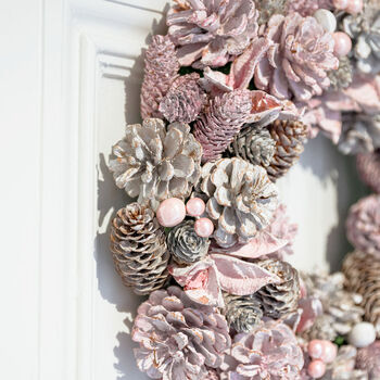 Winter Sparkle Pink Christmas Door Wreath, 5 of 7
