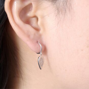 Tear Drop Silver Hoop Earrings, 2 of 6