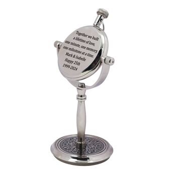 Personalised 25th Silver Anniversary Desk Clock Gift, 3 of 9