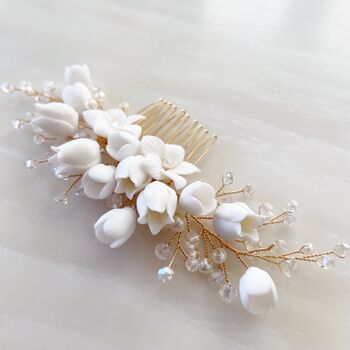 Gold Floral Bridal Hair Comb, 8 of 8