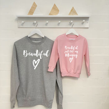 'Beautiful' Mother And Daughter Matching Sweatshirt Set, 4 of 5