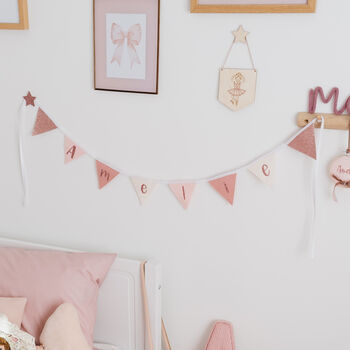 Personalised Sparkly Pink Bunting For Girls Bedroom, 3 of 8