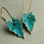 Verdigris Leaf Turquoise Green Earrings, thumbnail 1 of 8