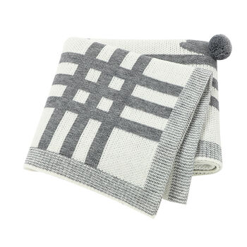 Personalised Bunny Striped Blanket White And Grey, 6 of 10