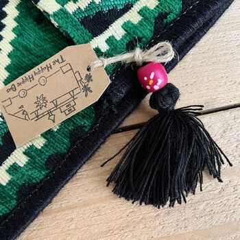 Handmade Emerald Green Turkish Kilim Shoulder Bag Boho, 3 of 5