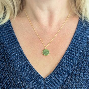 'The Circle' Peridot August Birthstone Necklace, Gold Plated, 4 of 7