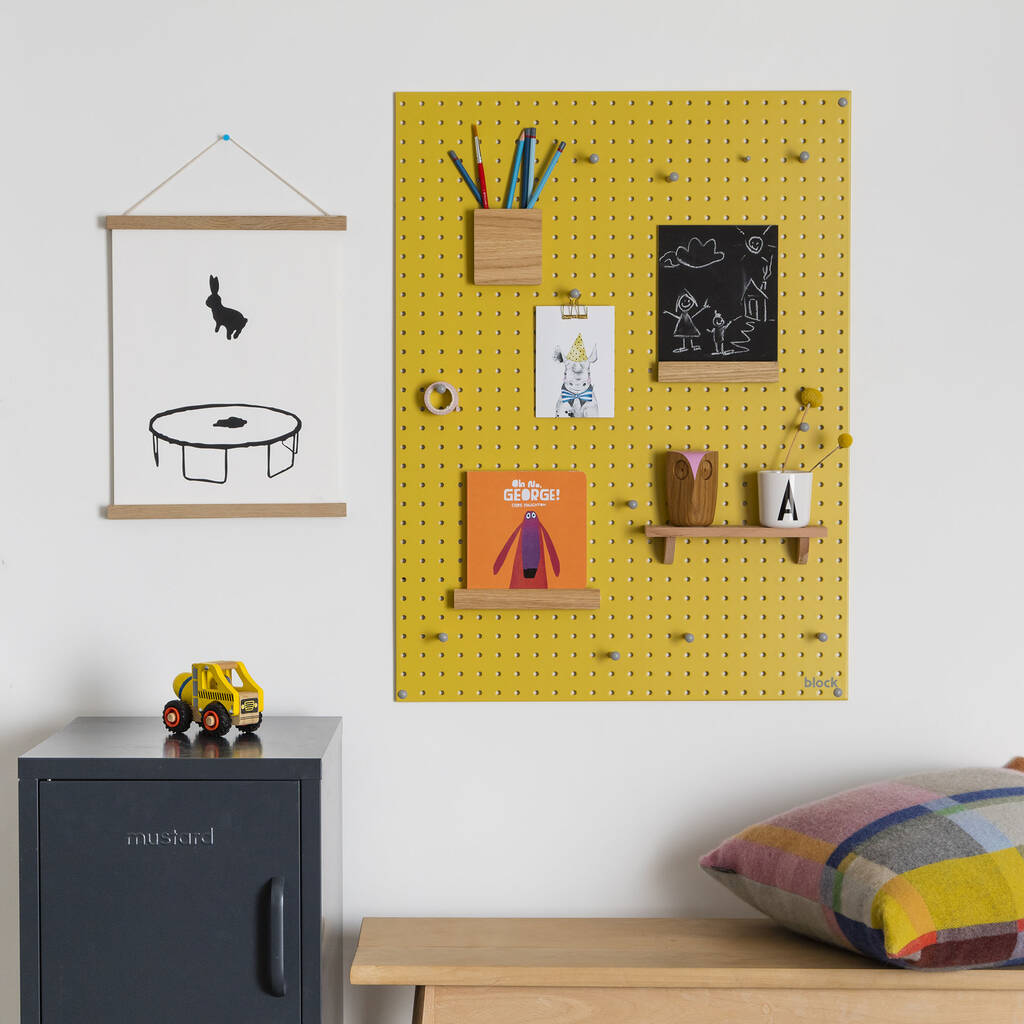 Yellow Pegboard With Wooden Pegs, Large By Block Design