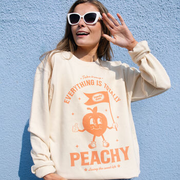 Everything Is Peachy Women’s Graphic Sweatshirt In Vanilla, 2 of 3