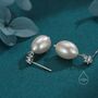 Sterling Silver Genuine Freshwater Pearl And Cz Drop Earrings, thumbnail 7 of 10