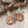 Aquamarine Gemstone Amethyst Beaded Drop Earrings, thumbnail 5 of 7