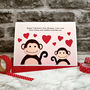 'Monkeys' Mummy / Daddy Personalised Valentines Card, thumbnail 4 of 5