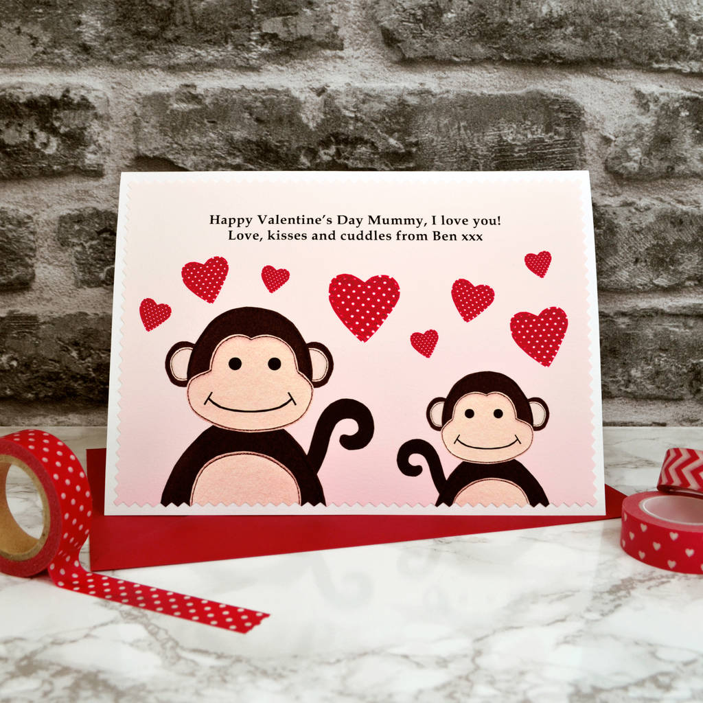 'Monkeys' Mummy / Daddy Personalised Valentines Card By Jenny Arnott ...